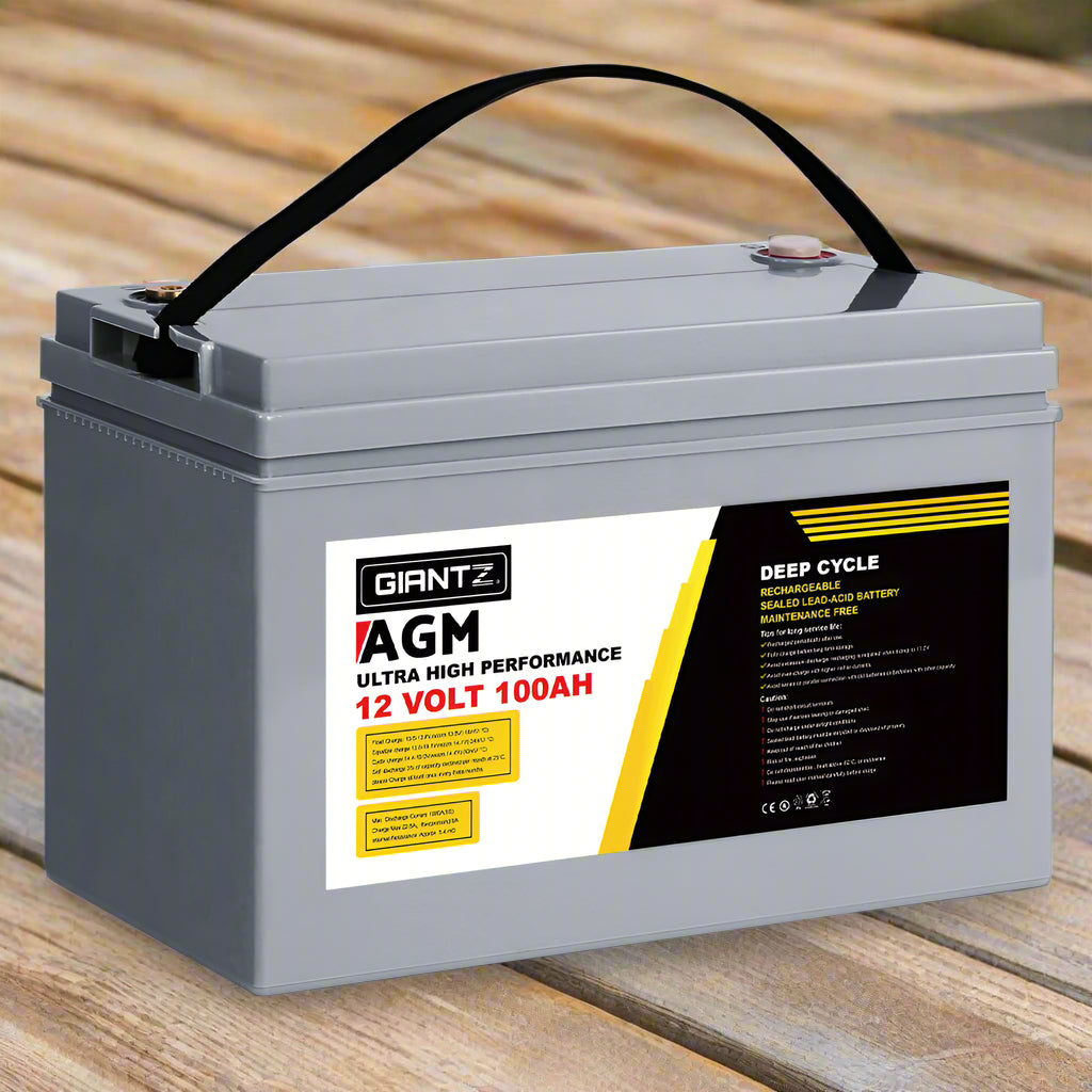 Giantz AGM Deep Cycle Battery 12V 100Ah Box Portable Solar Caravan Camping