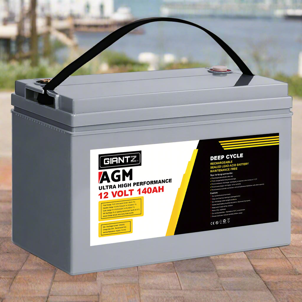 Giantz AGM Deep Cycle Battery 12V 140Ah Box Portable Solar Caravan Camping
