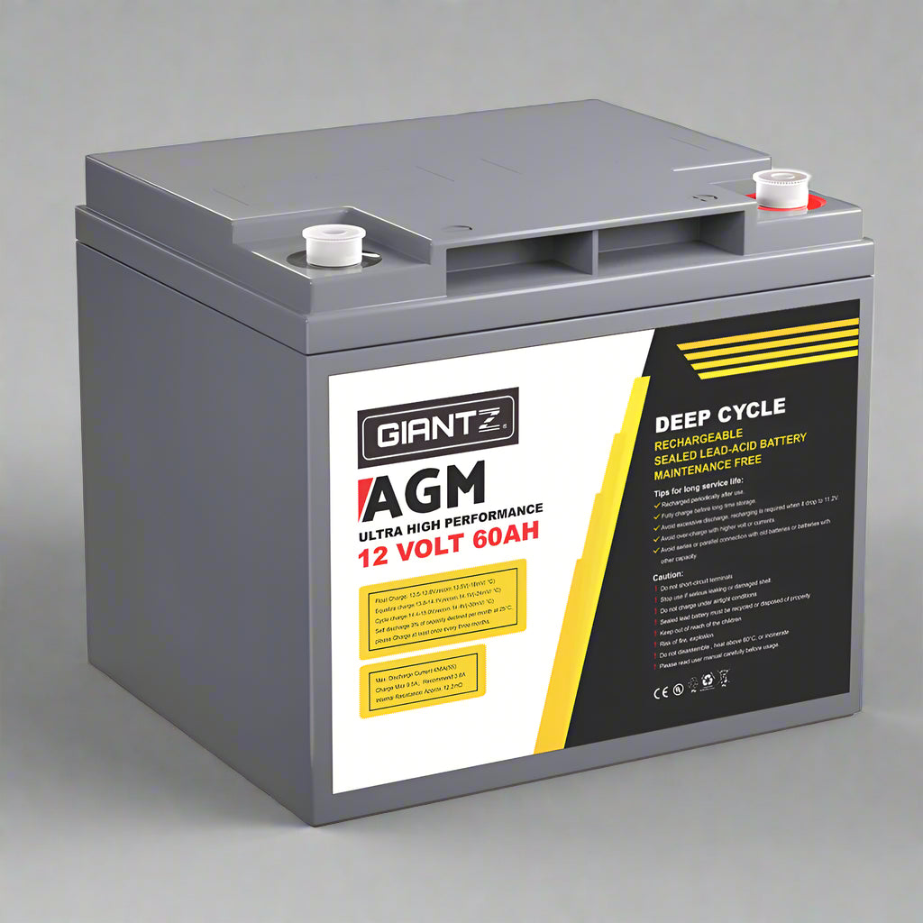 Giantz AGM Battery 12V 60Ah Deep Cycle Box Portable Solar Caravan Camping