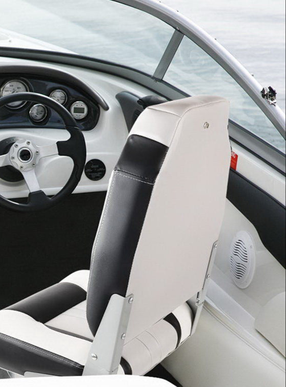 Seamanship 2X Folding Boat Seats Marine Seat Swivel High Back 12cm Padding Grey
