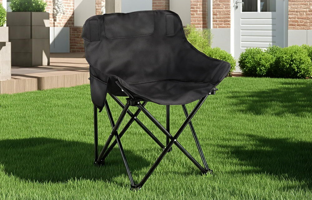 Weisshorn Folding Camping Moon Chair Portable Seat Weight Capacity 120KG Black