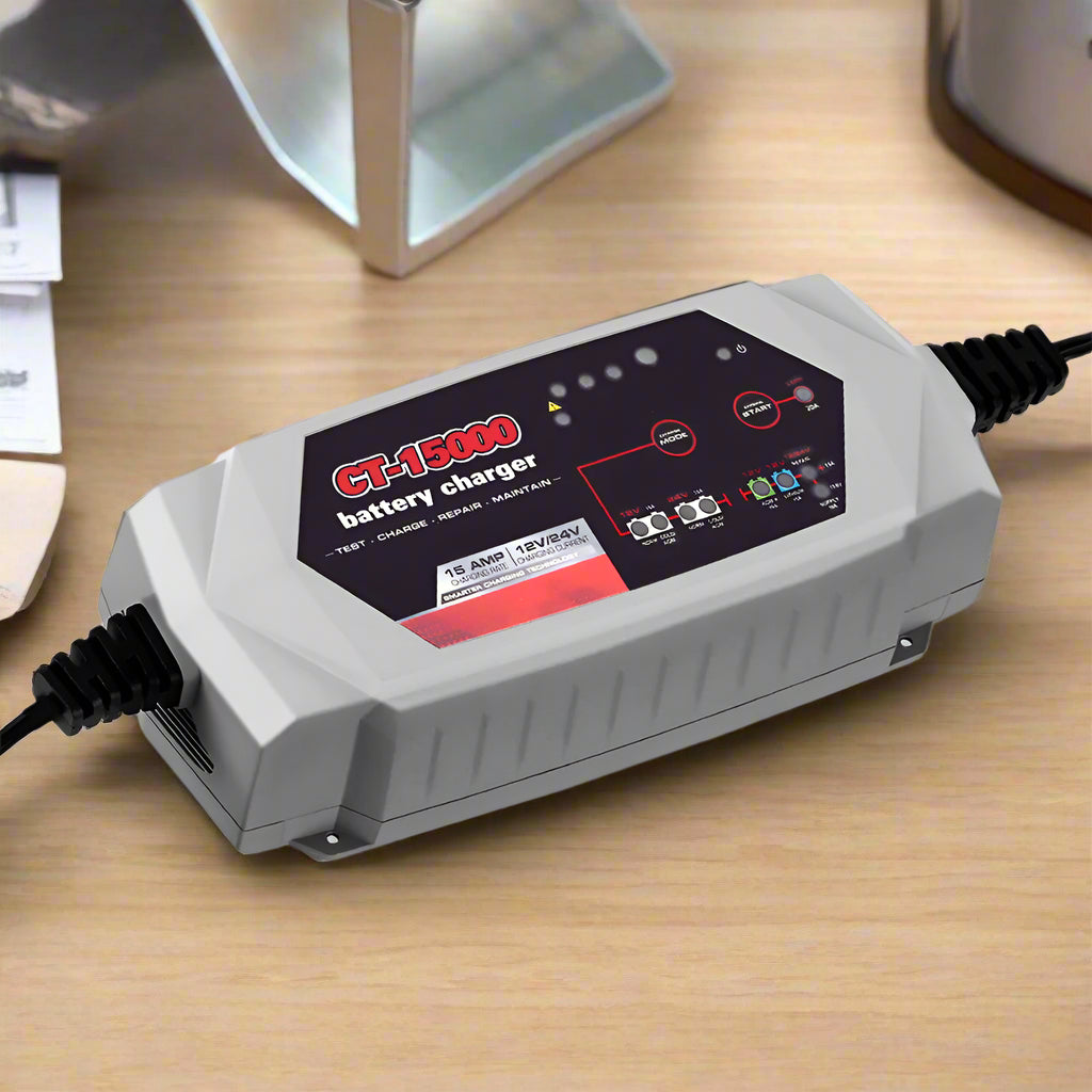 12V Automotive Car Battery Charger 24V 15Amp Smart Vehicle Truck Chargers AGM
