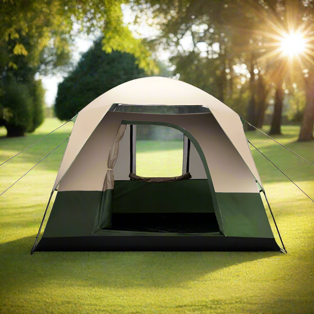 Weisshorn Family Camping Tent 4 Person Hiking Beach Tents Green