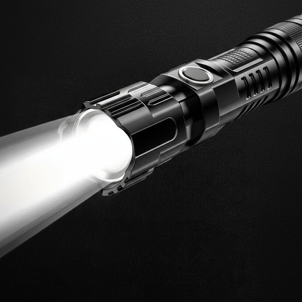 1 USB rechargeable flashlight, ultra-bright LED handheld outdoor emergency light, with telescopic zoom, wide beam, 1800mAh lithium battery, 150 lumens, suitable for camping, hiking, exploration and daily use, camping flashlight