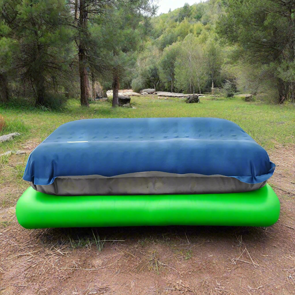 Self Inflating Camping Pillow with Ergonomic 4D Support - Blue