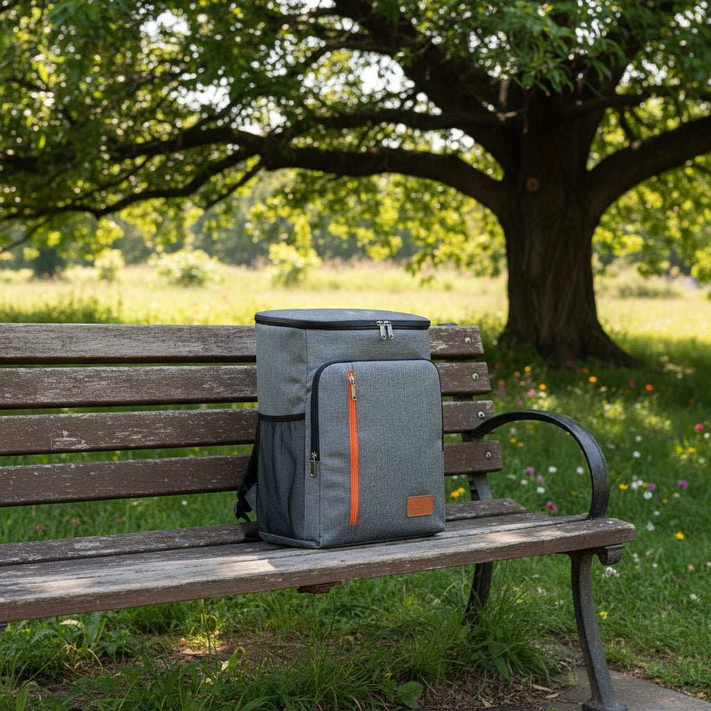 Insulated Cooler Backpack- Stylish Portable Fresh-keeping Picnic Outdoor Backpack and Travel Bag 18L (Navy Blue)