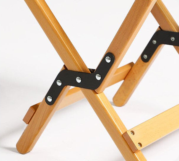 Dual-Purpose Wooden Folding Stool – Natural Wood Finish, 150kg Load Capacity - log color 40*34*36cm