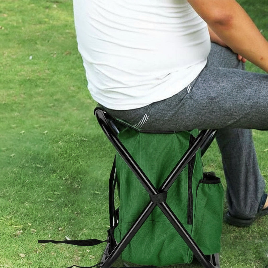 Camouflage Insulated Cooler Backpack Chair - Foldable Stool for Picnics & BBQ
