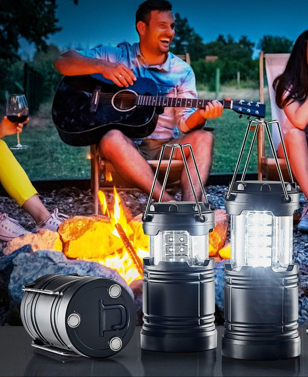 VEVOR LED Camping Lanterns Collapsible Battery Powered Flashlights Set of 4