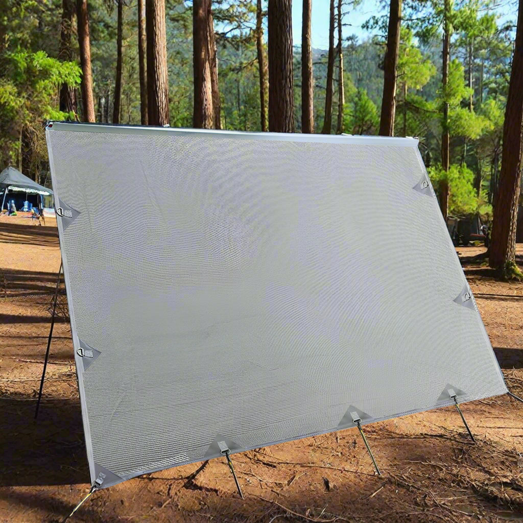 Caravan Privacy Screen Roll Out Awning 4.3X1.95M End Wall Side Sun Shade Grey