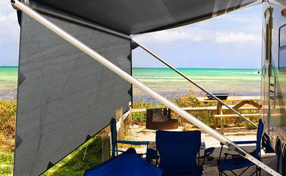 Caravan Privacy Screen Roll Out Awning 4.3X1.95M End Wall Side Sun Shade Grey