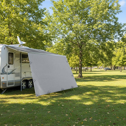 Caravan Privacy Screen Roll Out Awning 5.2x1.95M End Wall Side Sun Shade Grey