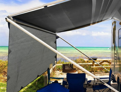 Caravan Privacy Screen Roll Out Awning 5.2x1.95M End Wall Side Sun Shade Grey