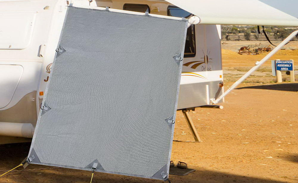 Caravan Privacy Screen Roll Out Awning 2.1x1.8M Sun Shade Pop Top End Wall Grey