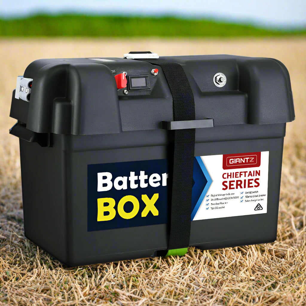 Giantz AGM Battery Box 12v XL Deep Cycle Portable Solar Caravan Camping