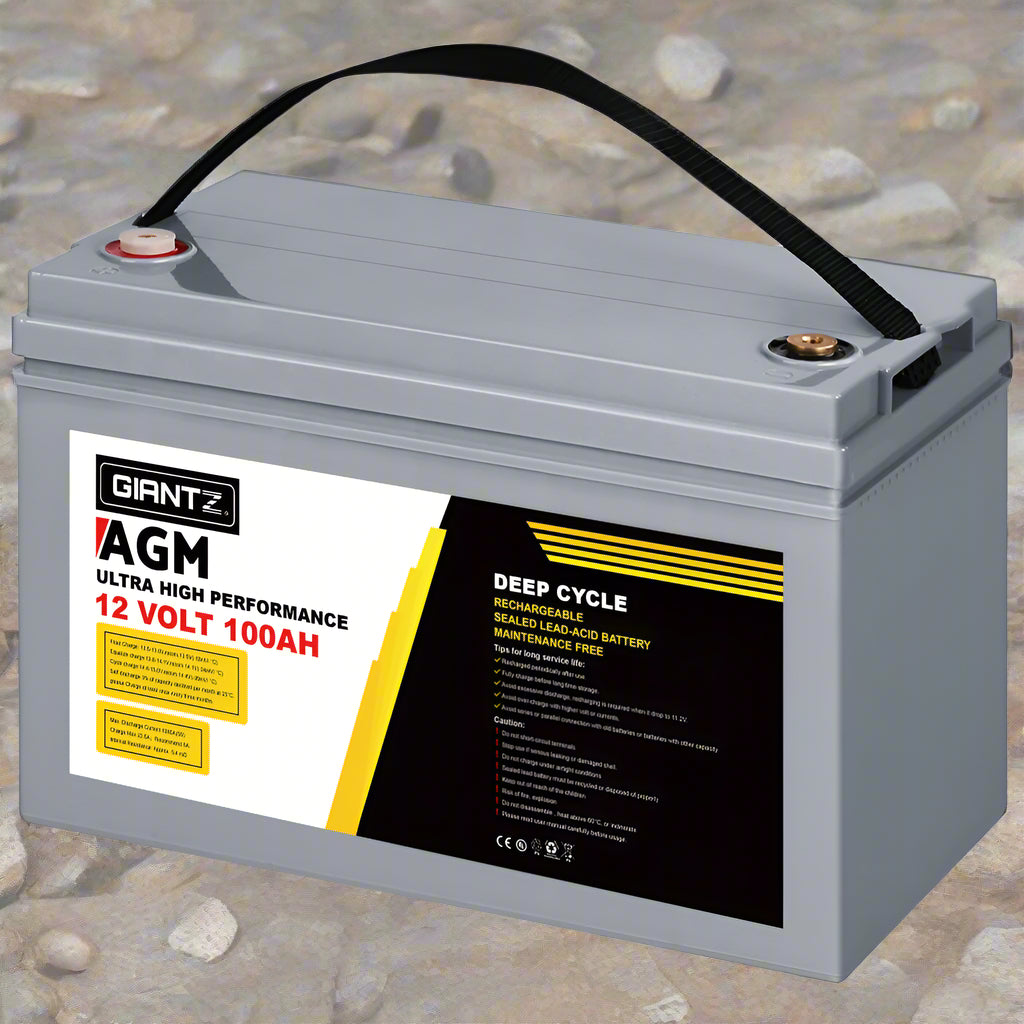 Giantz AGM Deep Cycle Battery 12V 100Ah Box Portable Solar Caravan Camping