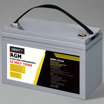Giantz AGM Deep Cycle Battery 12V 120Ah Box Portable Solar Caravan Camping