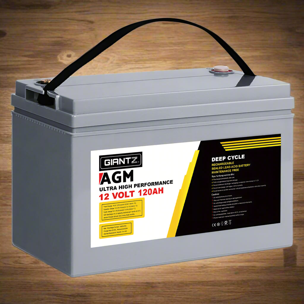 Giantz AGM Deep Cycle Battery 12V 120Ah Box Portable Solar Caravan Camping