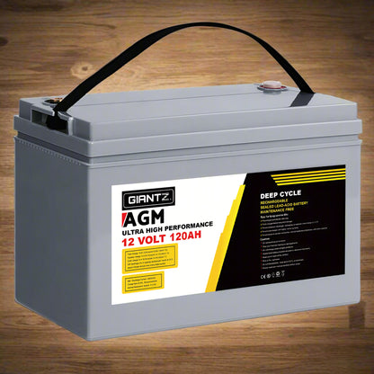 Giantz AGM Deep Cycle Battery 12V 120Ah Box Portable Solar Caravan Camping