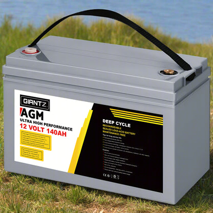 Giantz AGM Deep Cycle Battery 12V 140Ah Box Portable Solar Caravan Camping