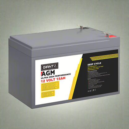 Giantz AGM Battery 12V 15Ah Deep Cycle Box Portable Solar Caravan Camping