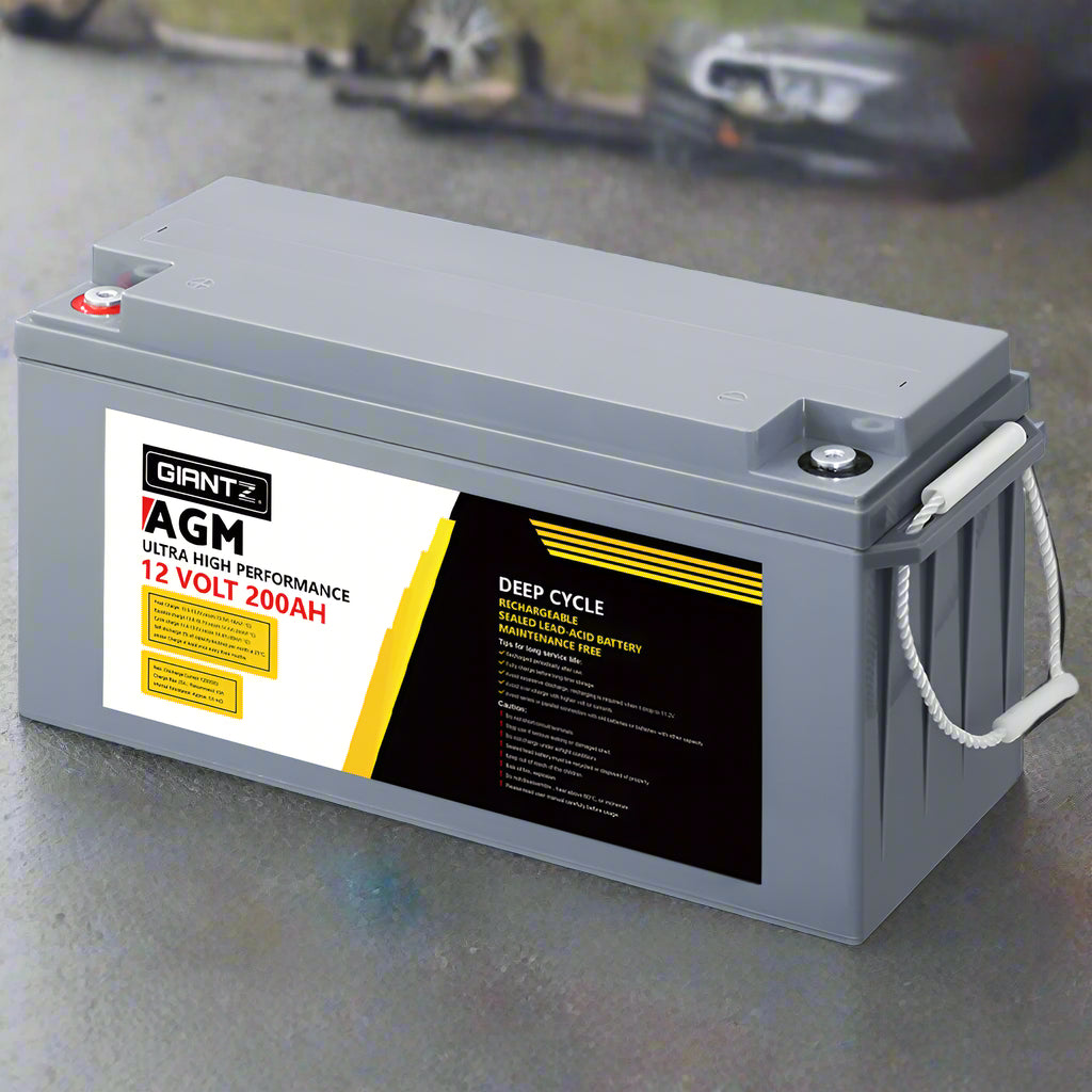 Giantz AGM Deep Cycle Battery 12V 200Ah Box Portable Solar Caravan Camping