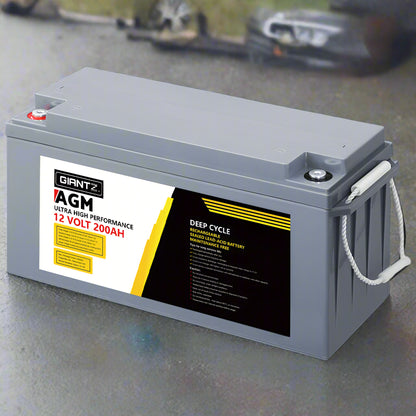 Giantz AGM Deep Cycle Battery 12V 200Ah Box Portable Solar Caravan Camping