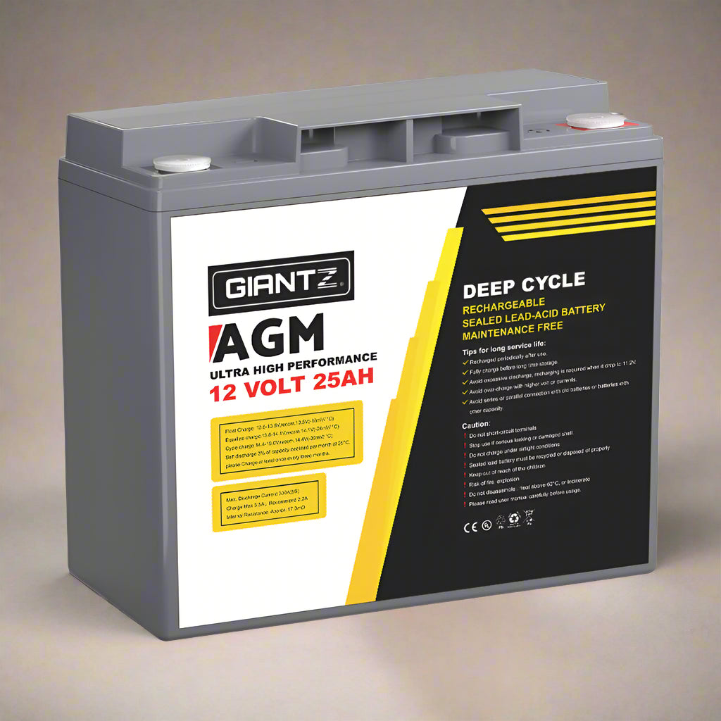 Giantz AGM Deep Cycle Battery 12V 25Ah Box Portable Solar Caravan Camping