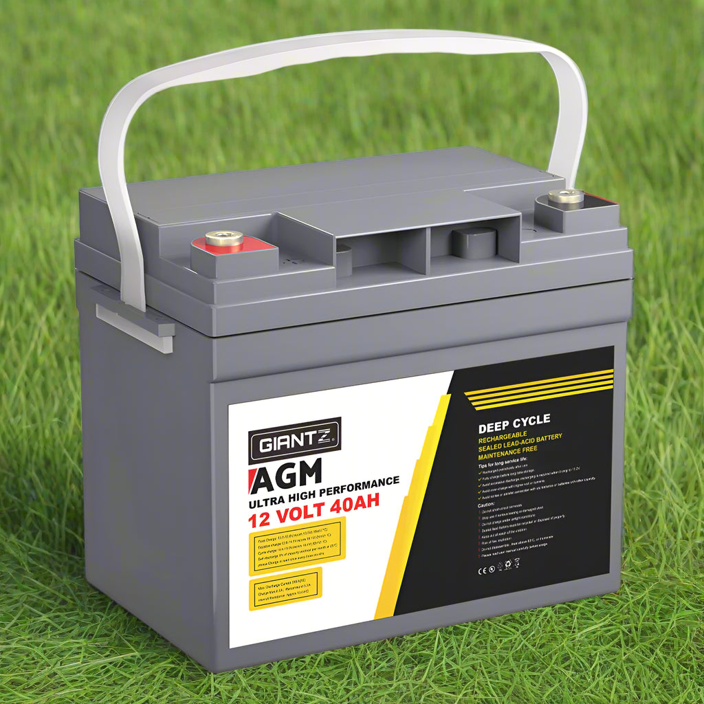 Giantz AGM Battery 12V 40Ah Deep Cycle Box Portable Solar Caravan Camping