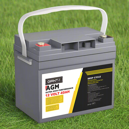 Giantz AGM Battery 12V 40Ah Deep Cycle Box Portable Solar Caravan Camping