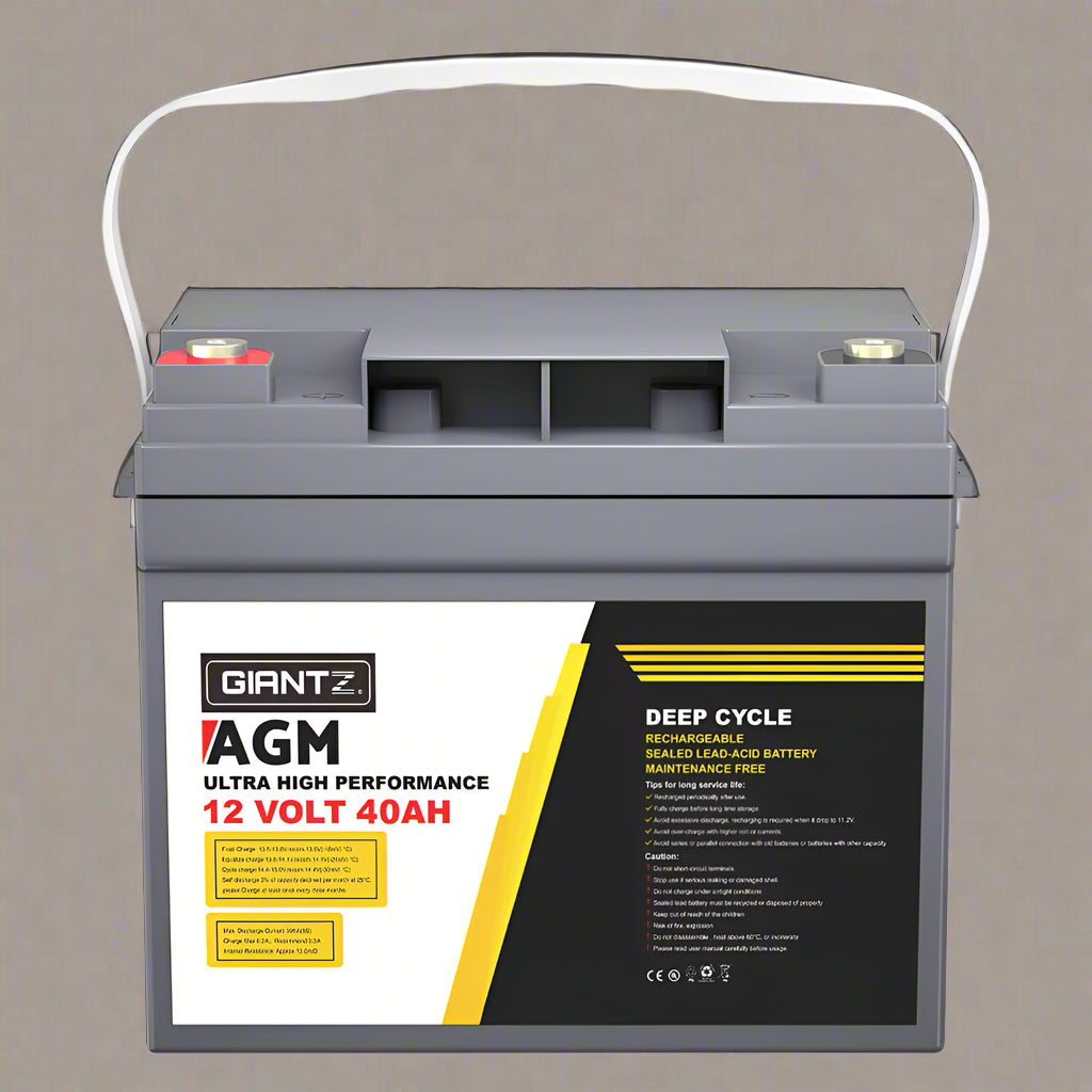 Giantz AGM Battery 12V 40Ah Deep Cycle Box Portable Solar Caravan Camping