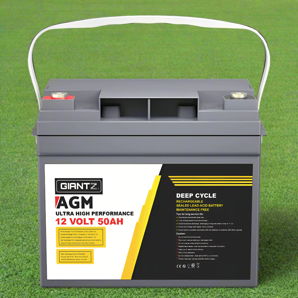 Giantz AGM Deep Cycle Battery 12V 50Ah Box Portable Solar Caravan Camping