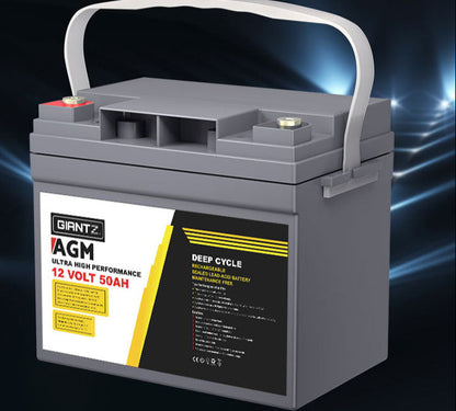 Giantz AGM Deep Cycle Battery 12V 50Ah Box Portable Solar Caravan Camping