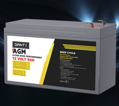 Giantz AGM Deep Cycle Battery 12V 9Ah Box Portable Solar Caravan Camping
