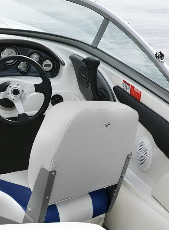 Seamanship 2X Folding Boat Seats Marine Swivel Low Back 13cm Padding Grey Blue