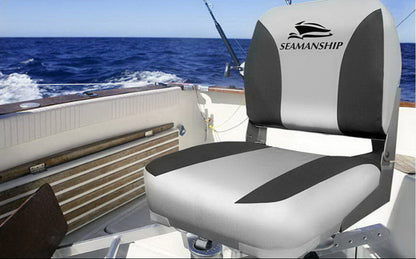 Seamanship 2X Folding Boat Seats Marine Swivel Low Back 13cm Padding Charcoal