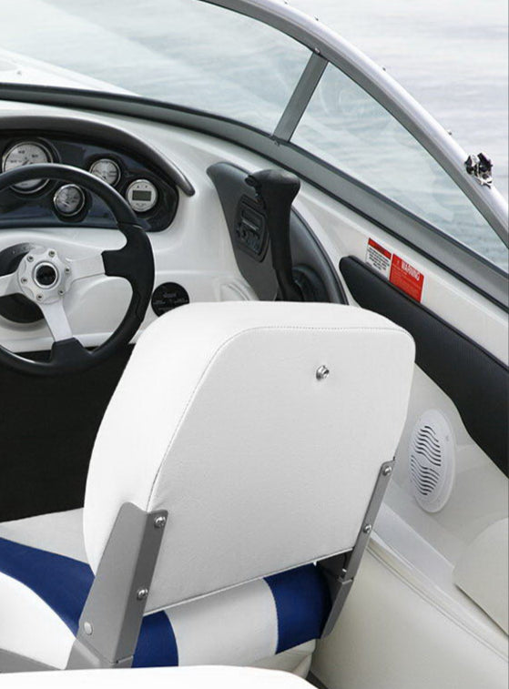 Seamanship 2X Folding Boat Seats Marine Swivel Low Back 13cm Padding White Blue