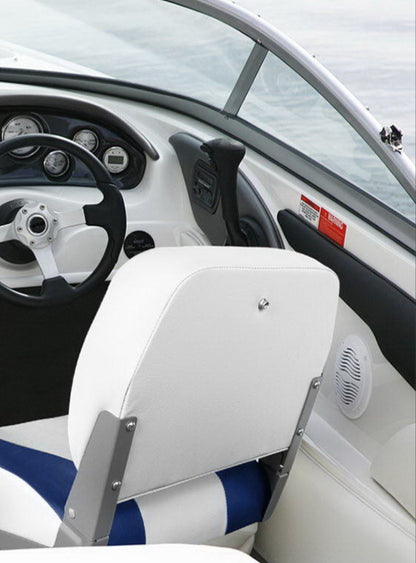 Seamanship 2X Folding Boat Seats Marine Swivel Low Back 13cm Padding White Blue