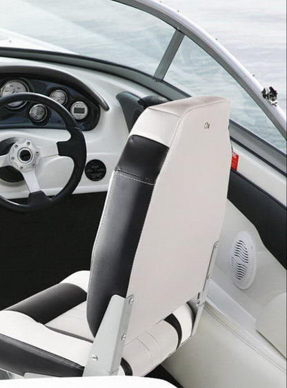 Seamanship 2X Folding Boat Seats Marine Seat Swivel High Back 12cm Padding Grey