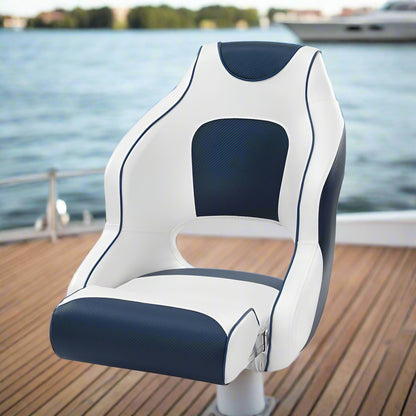 Seamanship Captain Bucket Boat Seats Flip Up Bolster Swivel 15cm Padding Blue