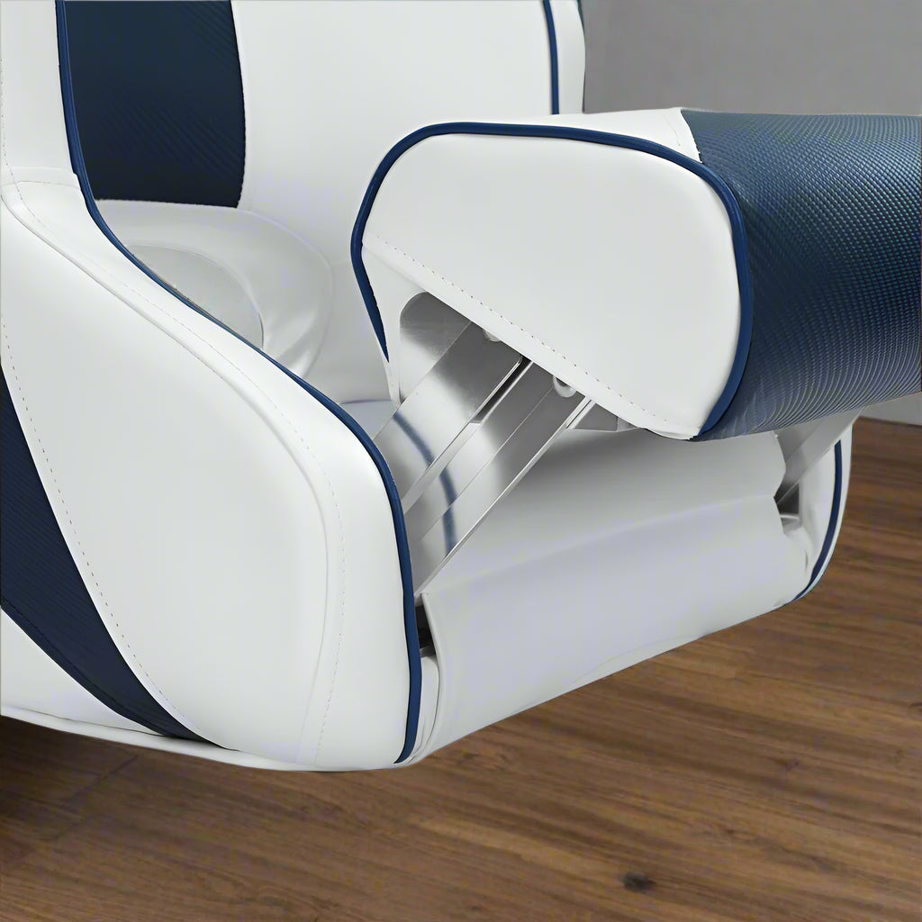 Seamanship Captain Bucket Boat Seats Flip Up Bolster Swivel 15cm Padding Blue