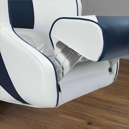 Seamanship Captain Bucket Boat Seats Flip Up Bolster Swivel 15cm Padding Blue