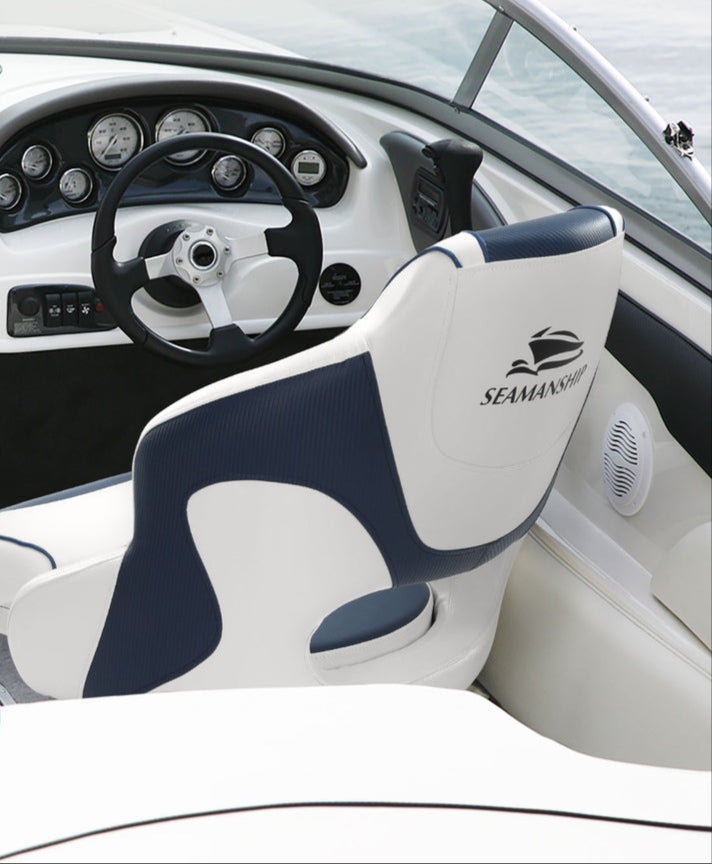 Seamanship Captain Bucket Boat Seats Flip Up Bolster Swivel 15cm Padding Blue