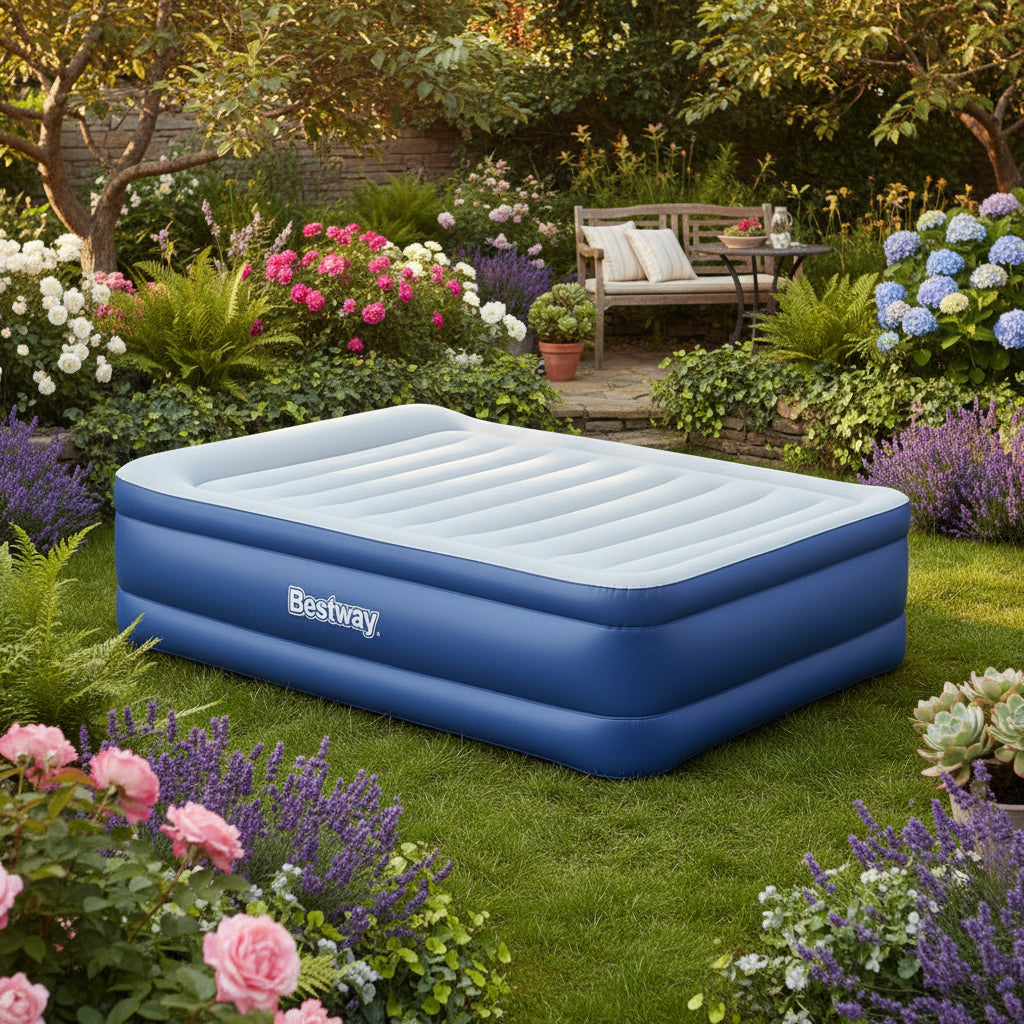 Bestway Air Mattress Queen Inflatable Bed 61cm Airbed Blue
