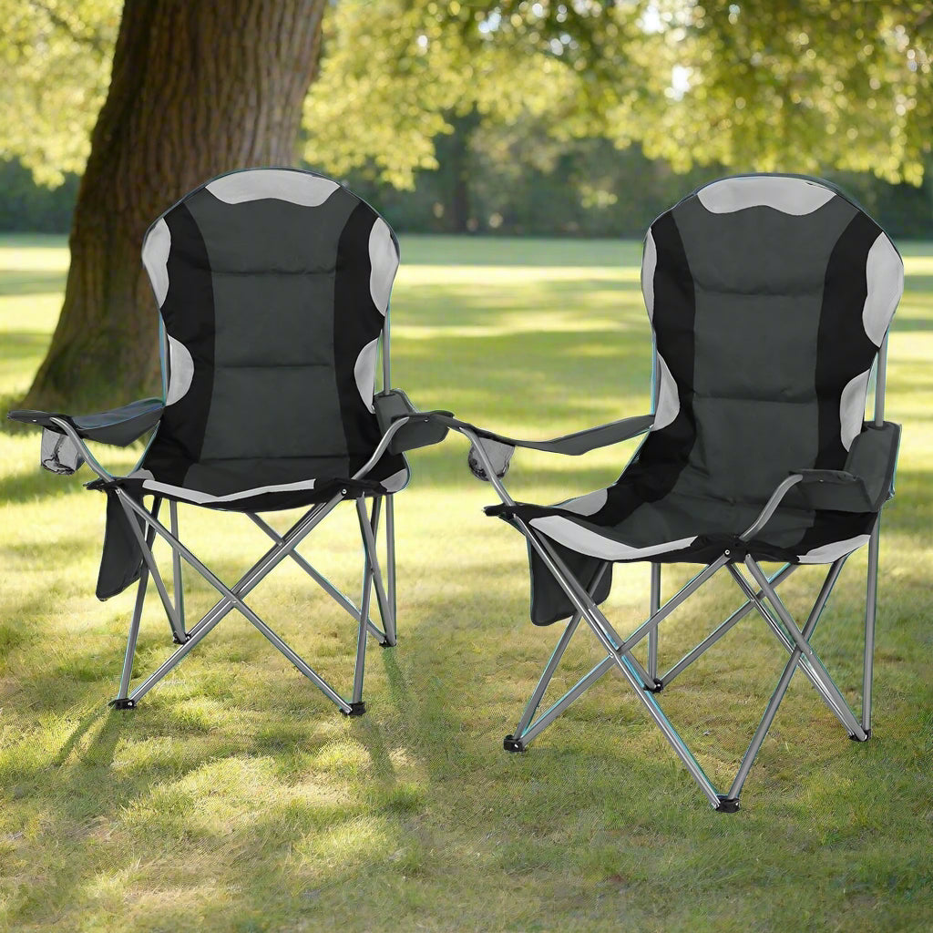 Weisshorn Camping Folding Chair Portable Outdoor Hiking Fishing Picnic Grey 2pcs