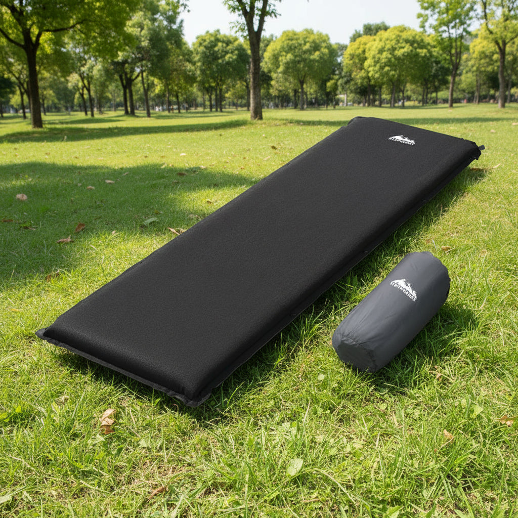 Weisshorn Self Inflating Mattress Camping Sleeping Mat Air Bed Pad Single Black