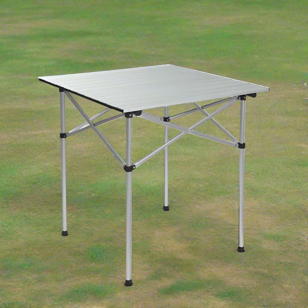 Weisshorn Folding Camping Table 70CM Roll Up Outdoor Picnic BBQ Aluminium Desk