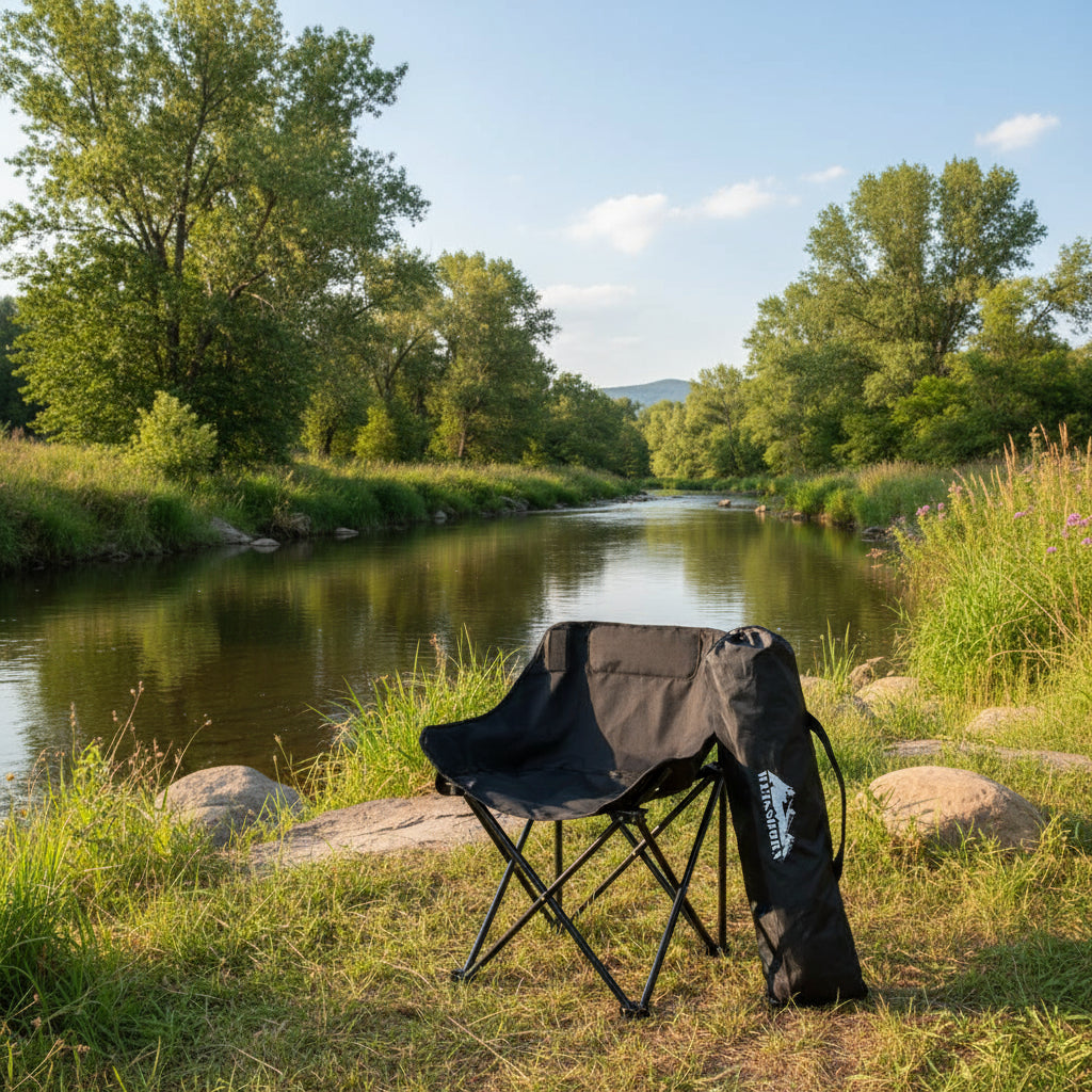 Weisshorn Folding Camping Moon Chair Portable Seat Weight Capacity 120KG Black