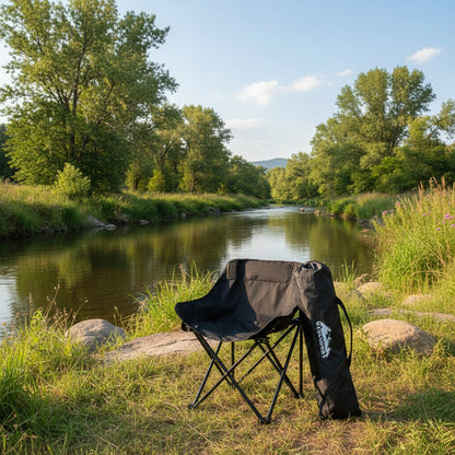Weisshorn Folding Camping Moon Chair Portable Seat Weight Capacity 120KG Black