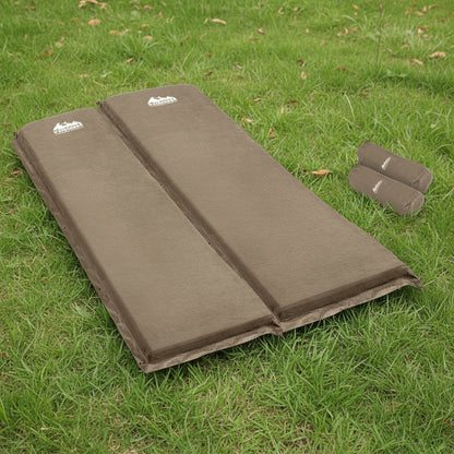 Weisshorn Self Inflating Mattress Camping Sleeping Mat Air Bed Double Set Coffee